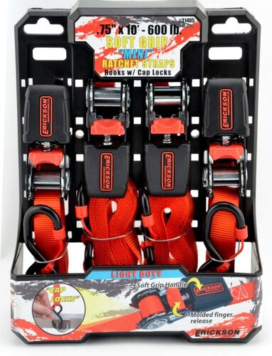 Soft Grip Mini Ratchet & Lash Straps with Cap Locks