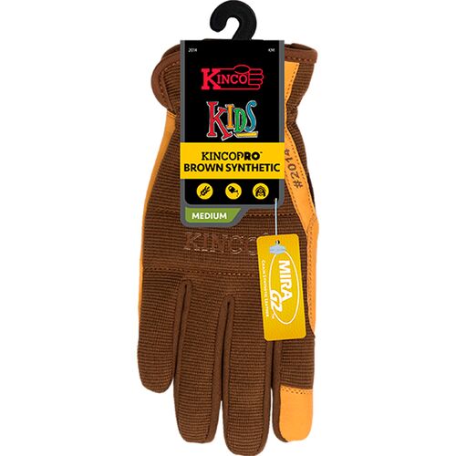 Kids' Synthetic Leather Unlined Driver Gloves in Brown - M