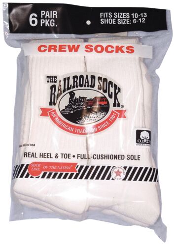 6 Pack Size 10-13 Crew Cushion Cotton Sock