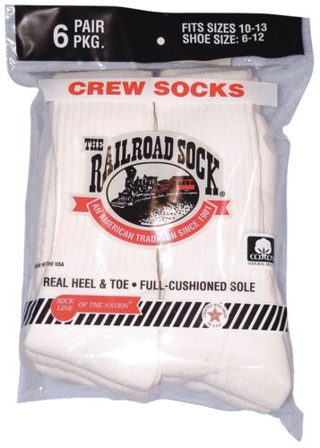 6 Pack Size 10-13 Crew Cushion Cotton Sock
