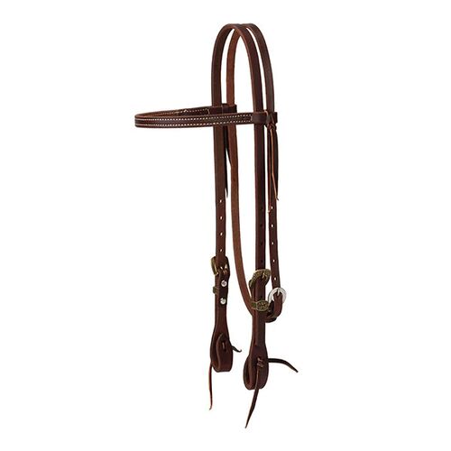 Working Tack 5/8 Inch Straight Browband Headstall with Vintage Heel Hardware