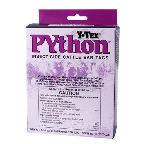 PYthon II Insecticide Cattle Ear Tag - 20 Tags