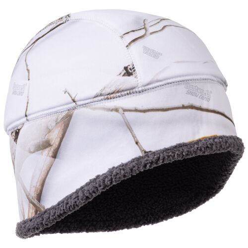 Sherpa Lined Fleece Beenie in Snow Camo Brown