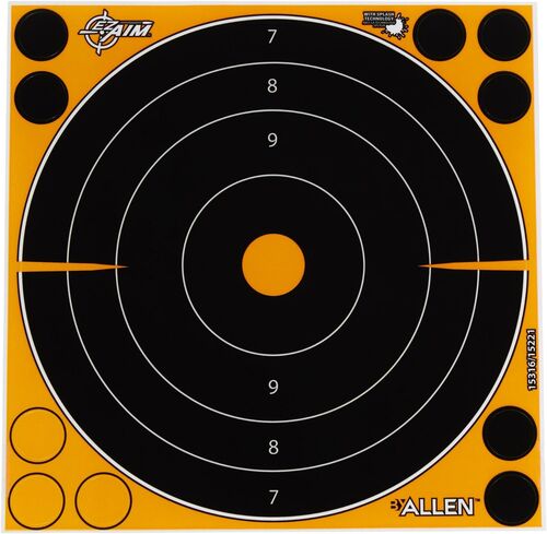 EZ Aim Adhesive Splash Reactive Paper Shooting Targets - Bullseye 8"W x 8"H 6-Pack Black/Orange