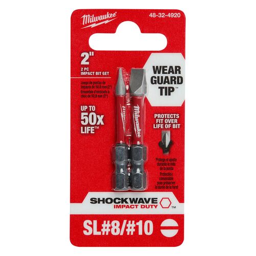 2" SHOCKWAVE Impact Slotted Bits 2-Pack - SL 3/16" #8 & SL 1/4" #10
