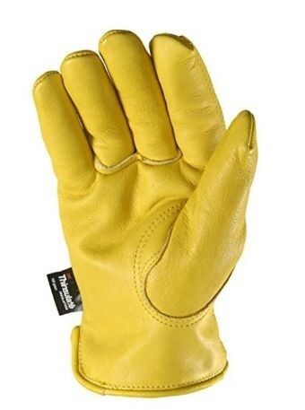 Men's Cowhide Full Leather Slip-on Winter Work Gloves