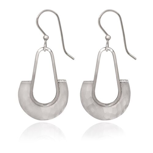 Tear with Half Round Earrings in Silver