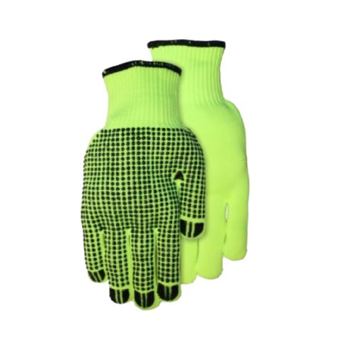 Men's High-Visibility String Knit PVC Dots Gloves - L
