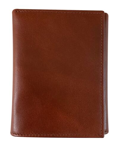 Tri Fold Leather Wallet in Brown