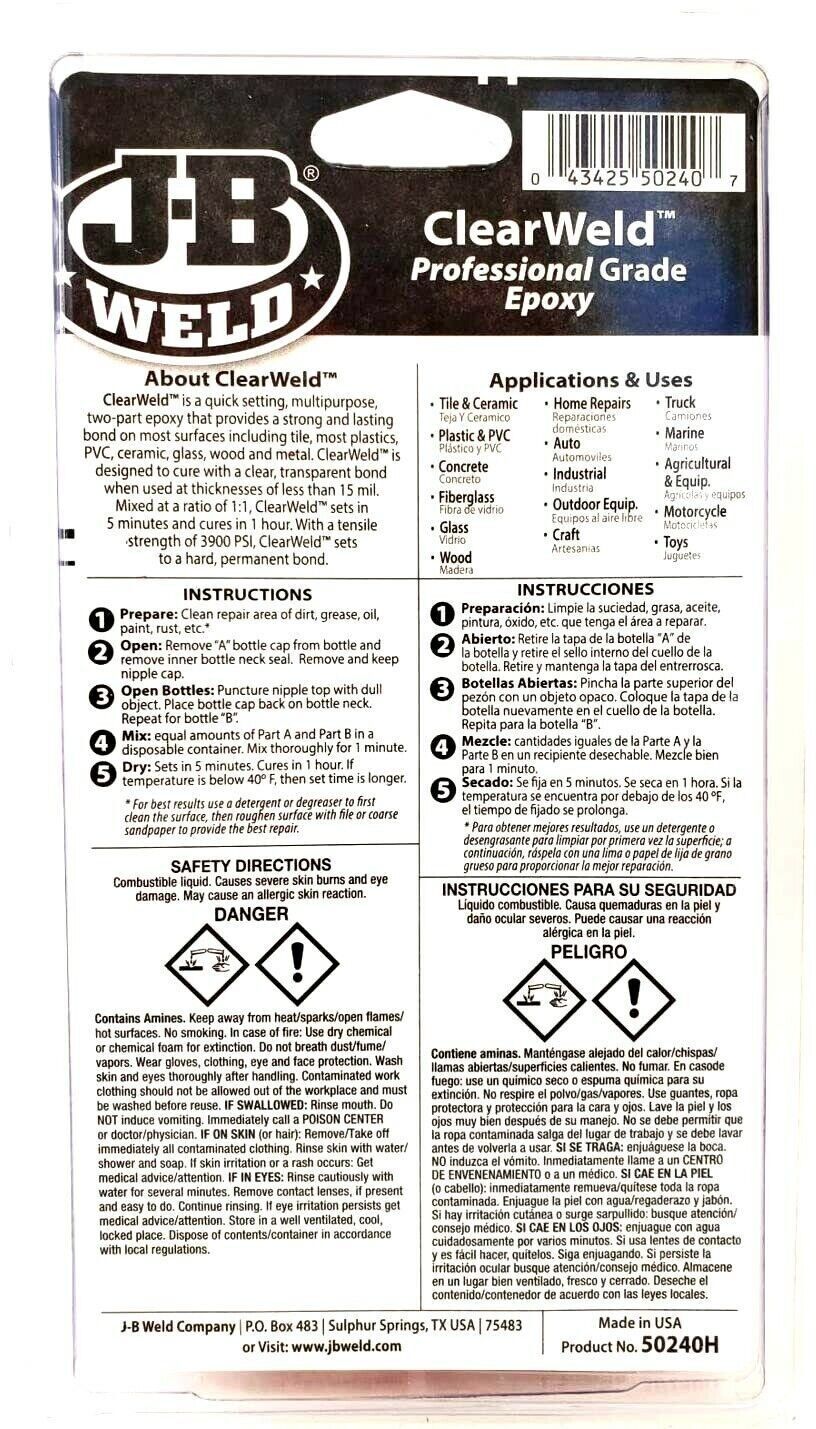 J-B Weld ClearWeld Epoxy, 8-oz