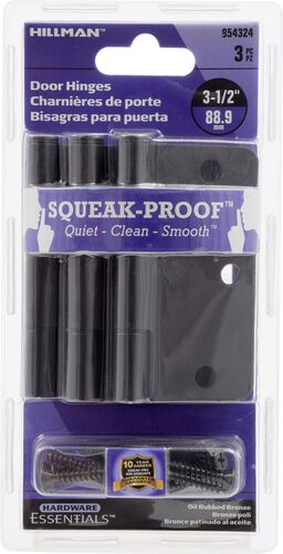 Hardware Essentials Squeak-Proof 1/4" Round Corner Door Hinge in Oil Rubbed Bronze (3-1/2") 3 Pack