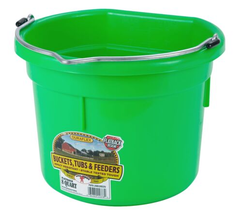 8 Quart Flat Back Plastic Bucket in Lime Green