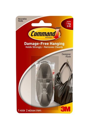 Command Brushed Nickel Medium Designer Hook Strips Kit