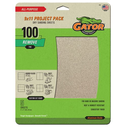 9" x 11" Multi-Purpose Sanding Sheets 5-Pack - 100 Grit
