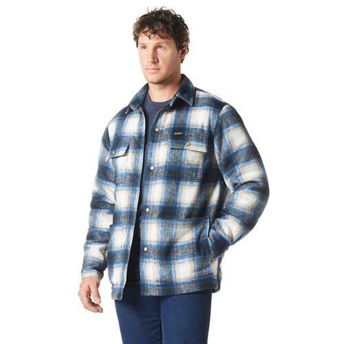 Men's Quilt Lined Flannel Shirt Jacket in Tannin Plaid