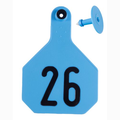 All-American 4* Large #26-50 2-Piece Ear Tag in Blue - 25 Tags