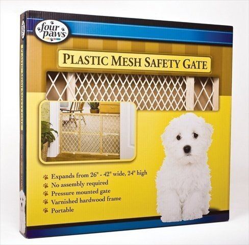 Four Paws Wood Frame Gate with Plastic Mesh 26 42 x 24