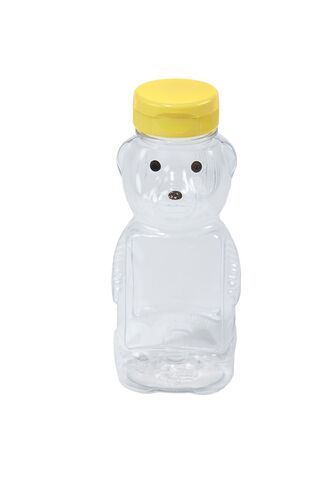 12 oz Plastic Bear Bottle with Lids - Case of 12