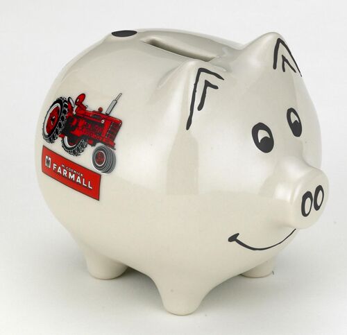 Case Piggy Bank White with Tractor
