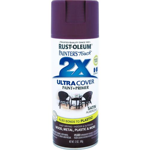Painter's Touch 2X Ultra Cover Paint + Primer Spray Paint in Satin Aubergine - 12 oz