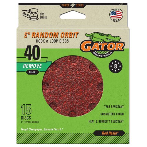 5" Random Orbit Hook & Loop Sanding Discs 15-Pack - 40 Grit