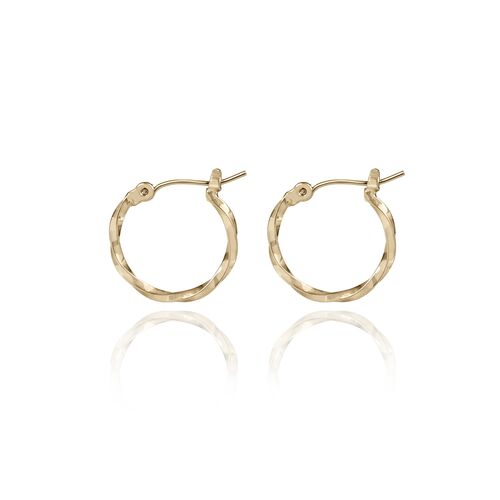 Silver Hoop Small Twisted Gold Earring