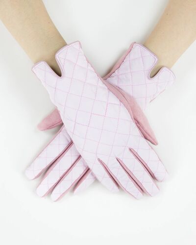 Women's Solid Color Quilted Gloves in Dusty Rose