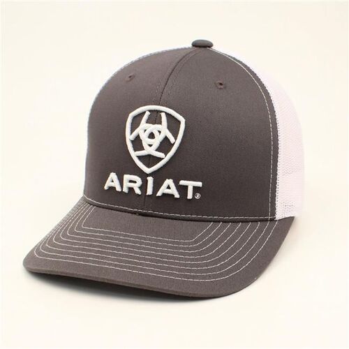 Men's Shield Logo Hat in White & Grey