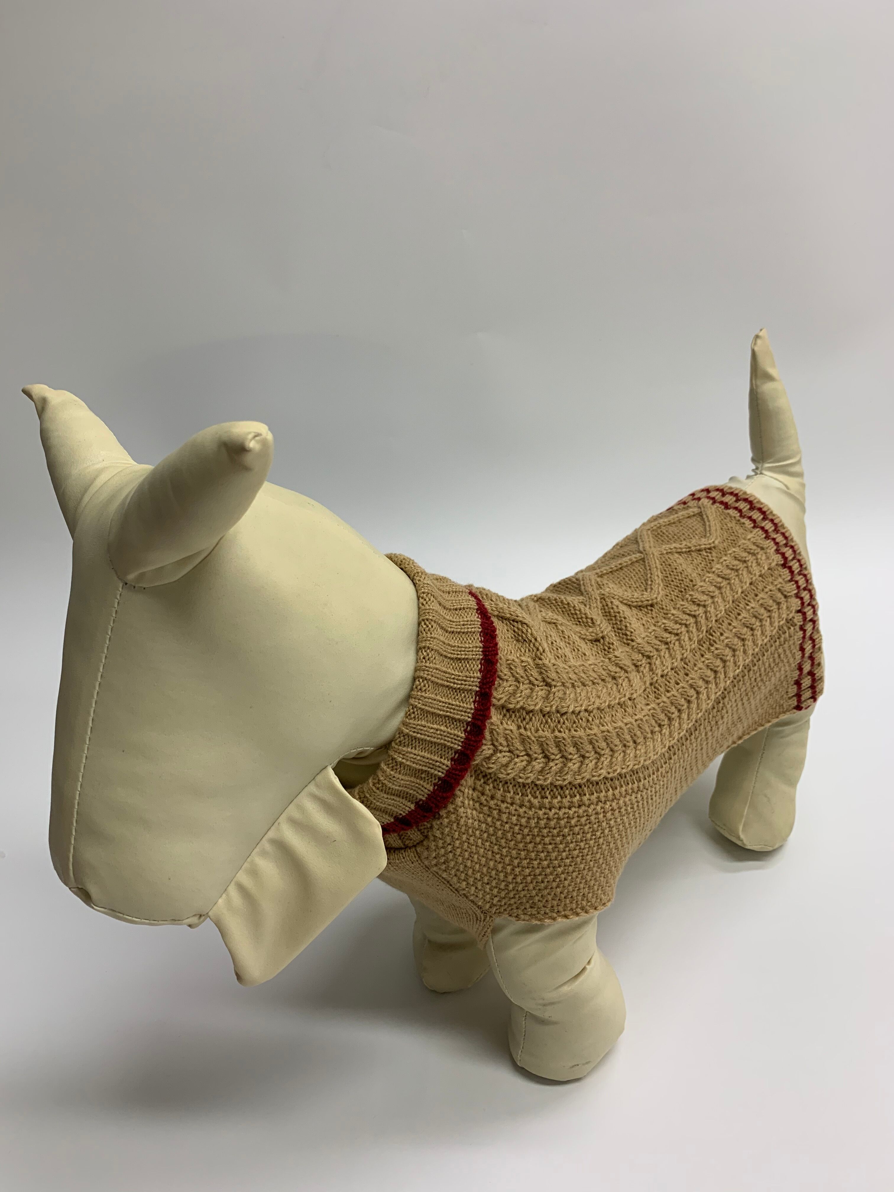 Pet Dog Beige With Red Sweater - XS