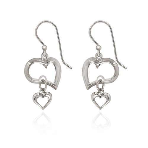 Open Hearts Duet Earrings in Silver