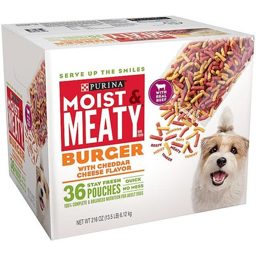 Moist & Meaty Burger with Cheddar Cheese and Beef Flavor Dry Dog Food - 36 Count