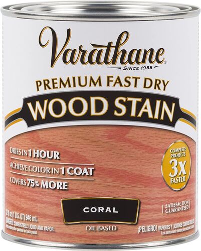 Premium Fast Dry Wood Stain Coral Paint - Quart