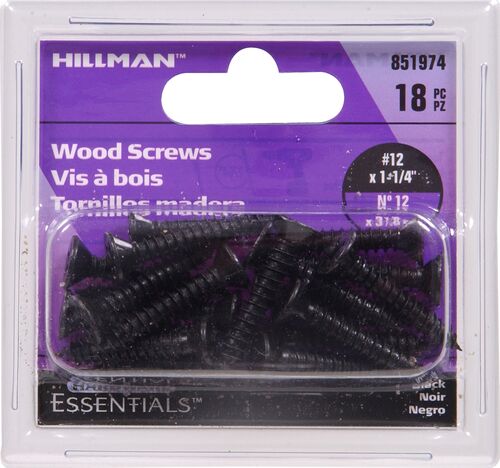 Hardware Essentials Black Wood Screw - #12 x 1-1/4"