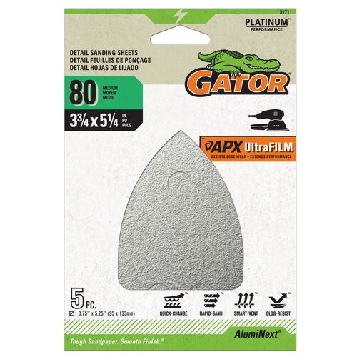 Mouse Sander Detail Sanding AlumiNext Sheets 5-Pack - 80 Grit