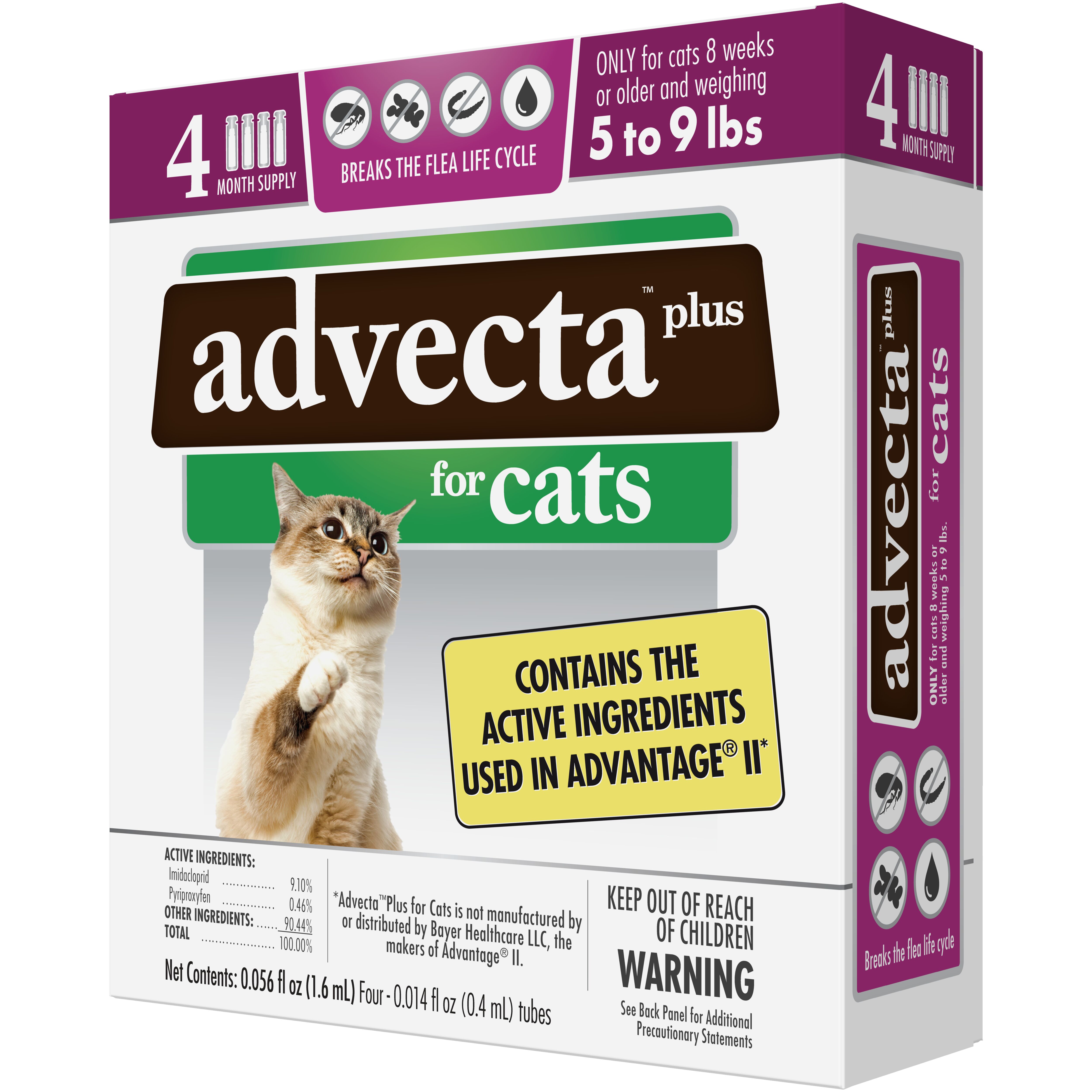 Advecta II Flea Tick Treatment for Small Cat 5 9 lbs 4 Doses