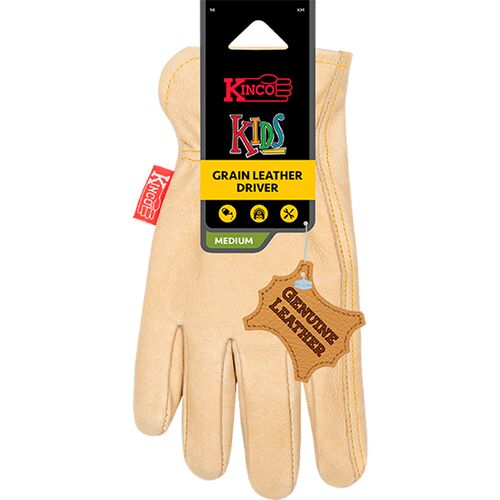 Kids' Grain Leather Driver Gloves