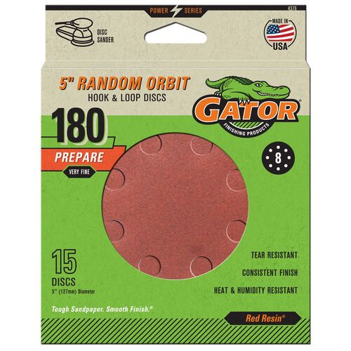 5" Random Orbit Hook & Loop Sanding Discs 15-Pack - 180 Grit