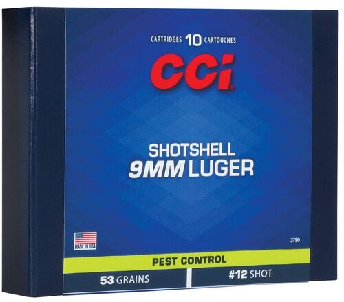 Pest Control 9mm Luger 53 Grain #12 Shotshells - 10 Cartridges