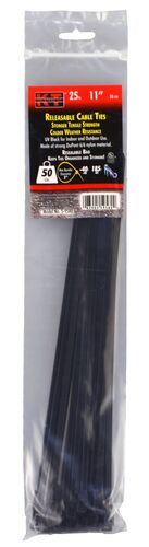 11" Releasable Cable Tie in Black 25/pk