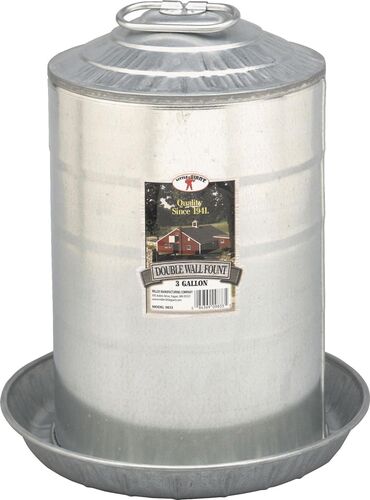 Double Wall Metal Poultry Fount - 3 Gallon