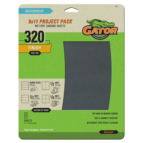 9" x 11" Waterproof Sanding Sheets 5-Pack - 320 Grit