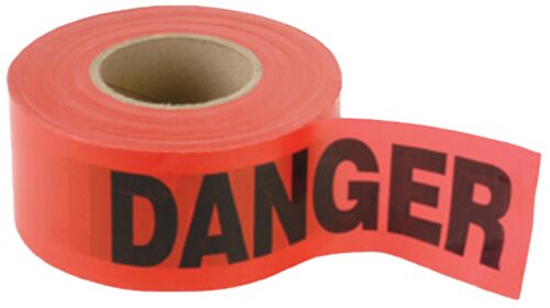 Red Danger Barricade Tape 2 mil - 3" x 1000'