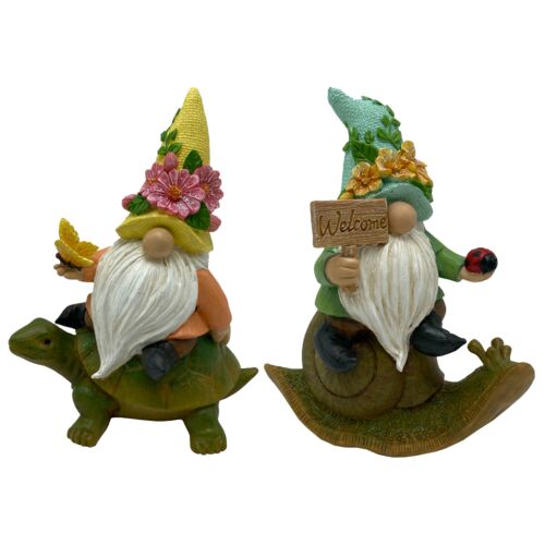 9" Riding Gnome Garden Statue - Assorted