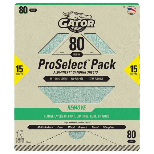9" x 11" ProSelect Pack AlumiNext Sanding Sheets 15-Pack - 80 Grit