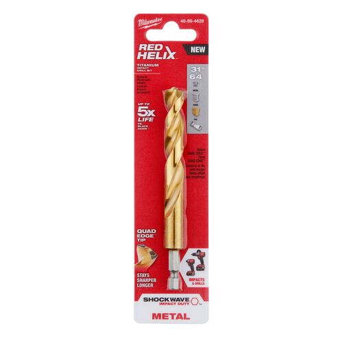 SHOCKWAVE RED HELIX Titanium Drill Bit - 31/64"