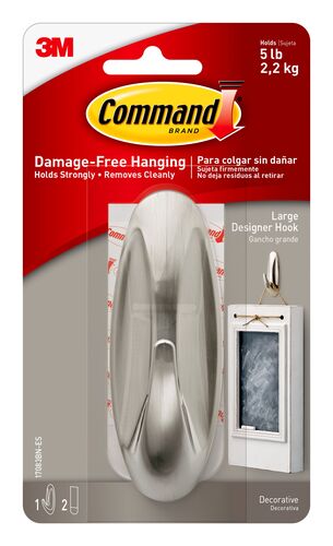 Command Brushed Nickel Large Designer Hook Strips Kit