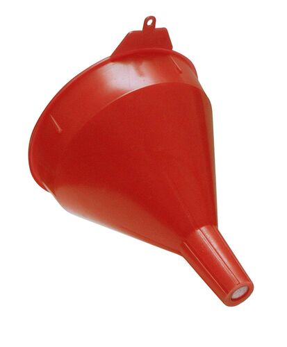 2-Quart Red Safety Polyethylene Funnel with Screen