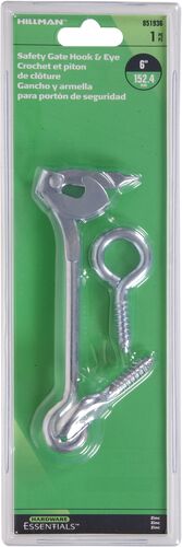 Hardware Essentials Zinc Safety Gate Hook Latch with Screw Eye - 6"