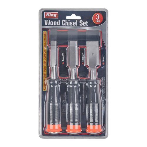 3 Piece Professional Wood Chisel Set With Cushion Grip