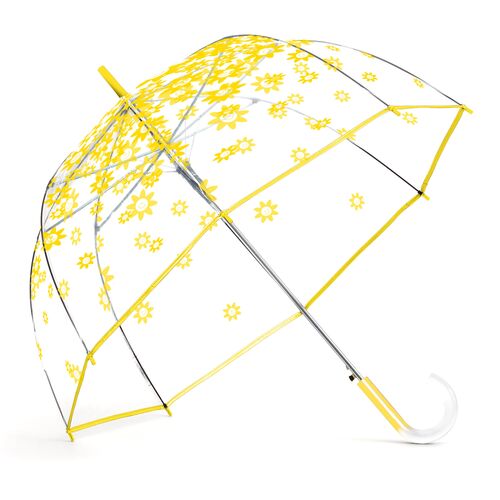 Auto Open 52" Arc Fashion Print Bubble Stick Umbrella In Smiley Flower